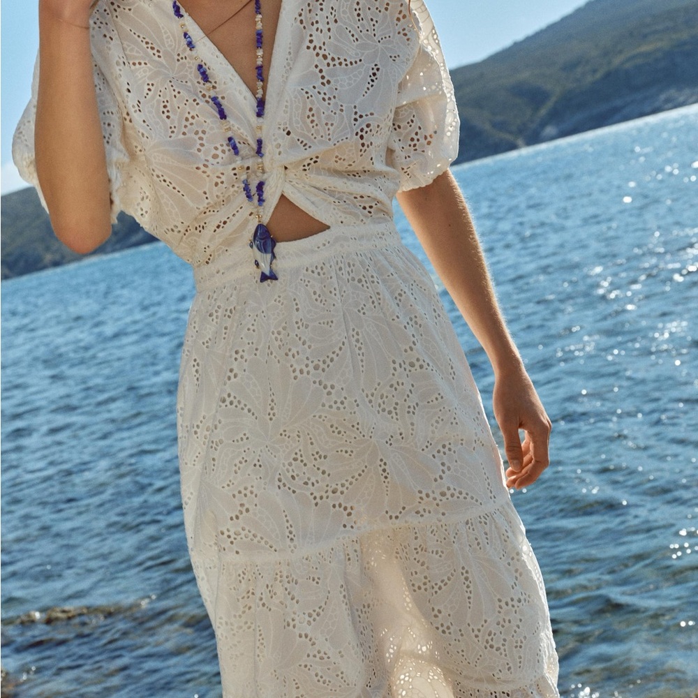 Zara White Eyelet Maxi Dress